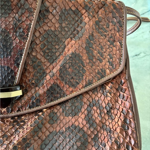 Vintage 1960’s Brown Snake Print Women's Bag - Picture 4 of 9